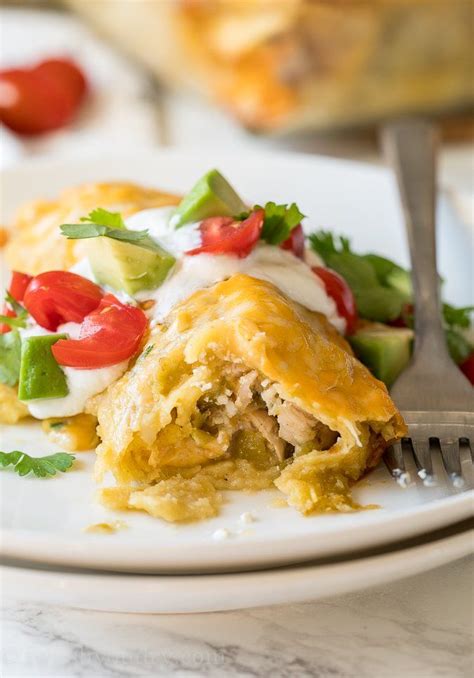 The key is in the garnishes: Green Chicken Enchilada Recipe | Recipe in 2020 ...