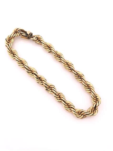 Lot Thick 14k Gold Braided Rope Bracelet