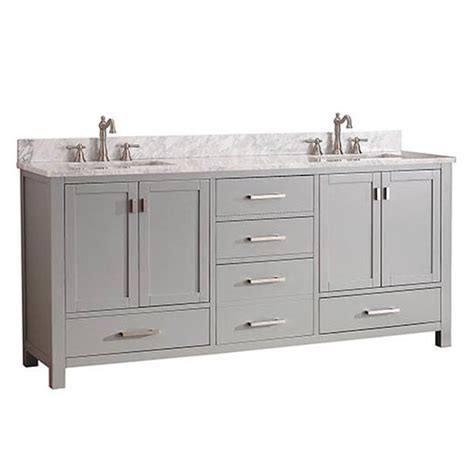 Avanity Modero Chilled Gray 72 Inch Double Vanity Combo With White