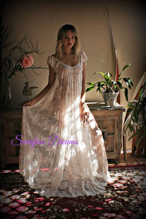 Robes Western Western Dresses Bridal Nightgown Lace Nightgown White Lace Lingerie Pretty
