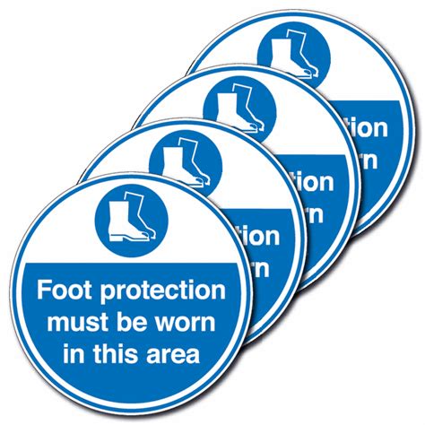 4x Anti Slip Foot Protection Must Be Worn In Area Floor Sign Safetyshop