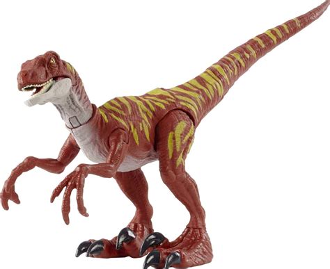 Jurassic World Dinosaurio Ataque Salvaje Velociraptor Rayado Figura De Juguete Con Movimientos