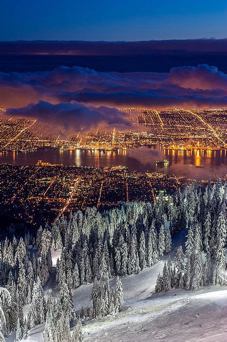 View Of Vancouver From Grouse Mountain At Sunset By Pierre Leclerc