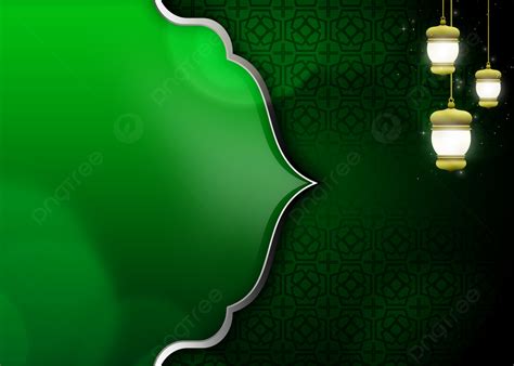 Green Islamic Background With Lantern And Ornament Ramadan Ramadhan