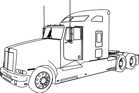 Kenworth T600 Long Trailer Truck Coloring Page