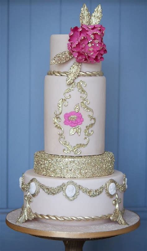 champagne and gold decorated cake by cakes by deborah cakesdecor