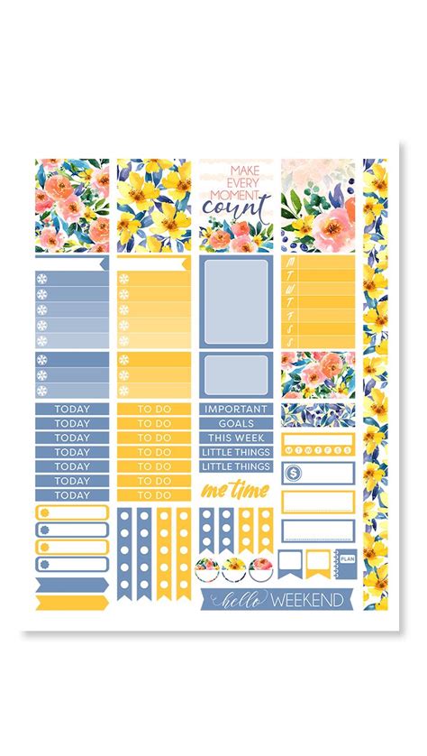 Super Cute Free Printable Floral Planner Stickers Kit Printable