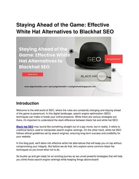 Ppt Staying Ahead Of The Game Effective White Hat Alternatives To