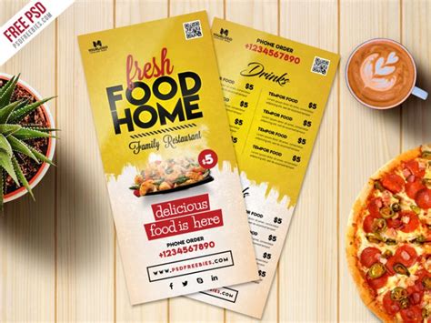 Colored fast food menu with text and a burger. Food Menu Card PSD Template Freebie | PSDFreebies.com