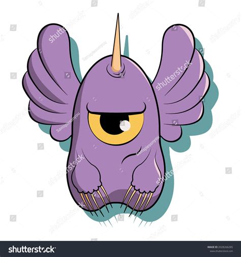 Grumpy Cartoon Monster One Eyed Purple Stock Vector Royalty Free