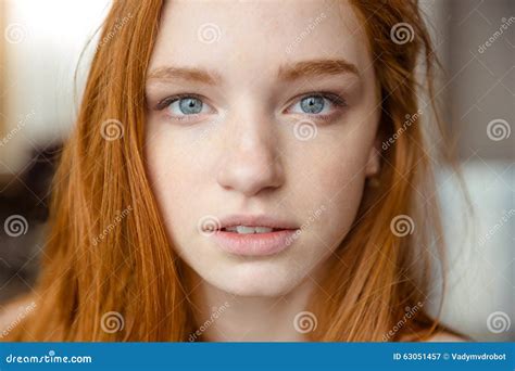 Portrait Of Tender Natural Beautiful Redhead Girl Stock Image Image