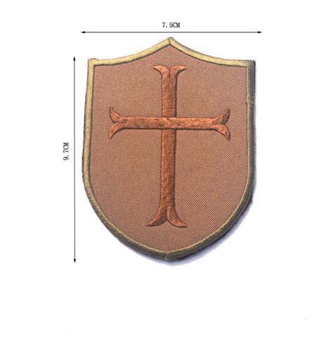 Military Tactical Crusader Cross Shield Embroidered Velcro Patch