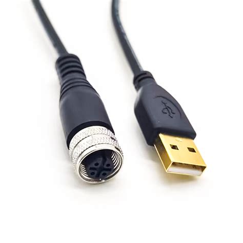 M12 To Usb Cable 180 Degree M12 A Code 4 Pin Female To Usb Male