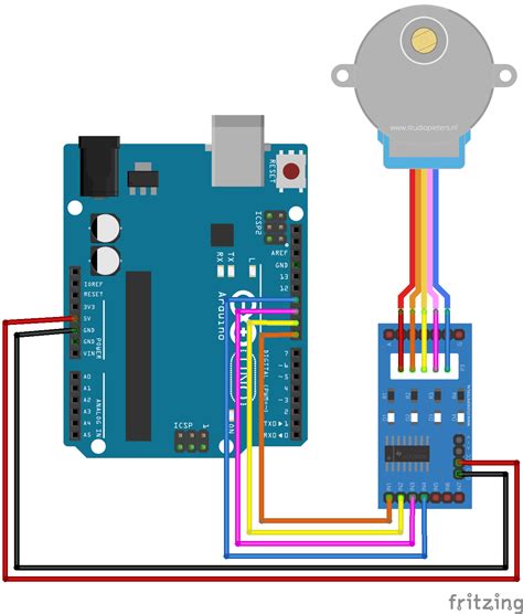 Схема подключения шагового двигателя на Arduino Uno