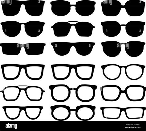 Glasses Silhouette Geek Eyewear Cool Sunglasses And Eyeglasses Silhouettes Vector Collection