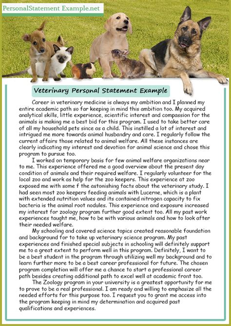 Help With Veterinary Personal Statement Veterinary Personal Statement