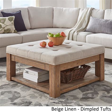 13.39'' h x 18.11'' h x 13.78'' w x 17.71'' w x 13.78'' d x 17.71'' d. Lennon Pine Square Storage Ottoman Coffee Table by iNSPIRE ...
