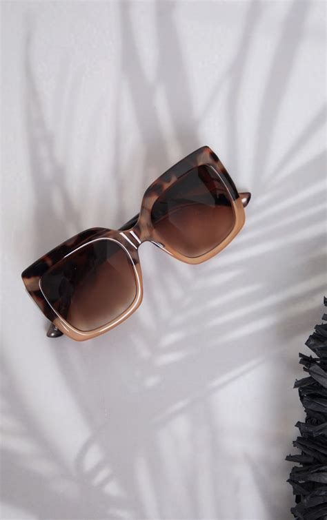brown tort fade chunky square frame sunglasses prettylittlething uae