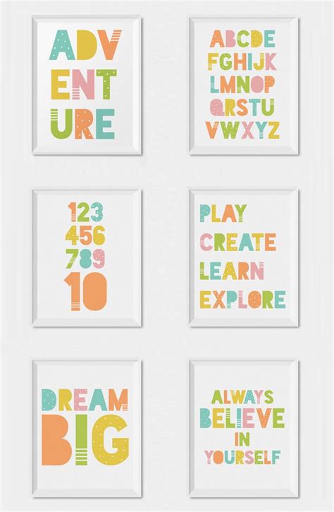 Pastel Playroom Prints Printable Kids Wall Art Nursery Prints