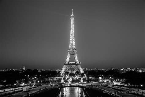 Eiffel Tower In Black And White By Andrew And Mariya Rovenko
