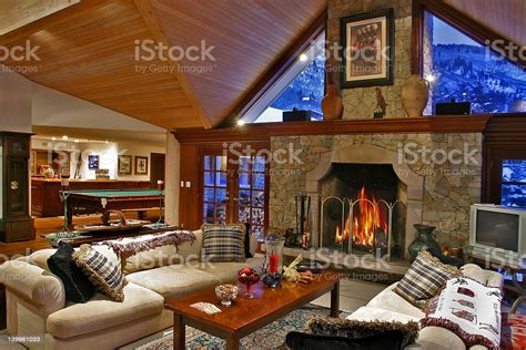 Interior Of Luxury Mountain Home Stock Photo Download