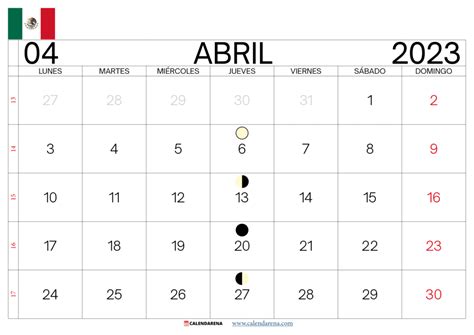 Descargar Calendario Abril 2023 México Para Imprimir