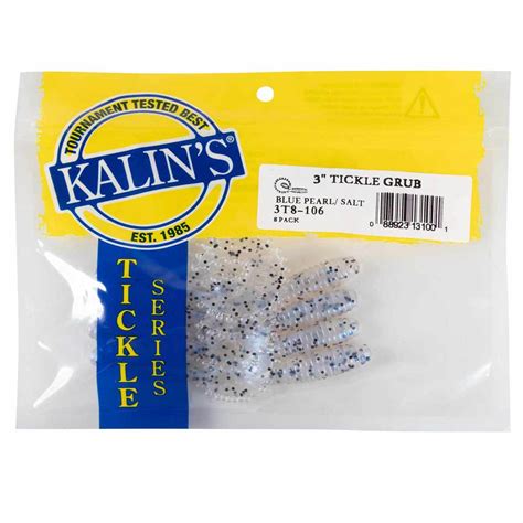 Kalins Tickle Single Tail Grub Blue Pearl Salt And Pepper 3in