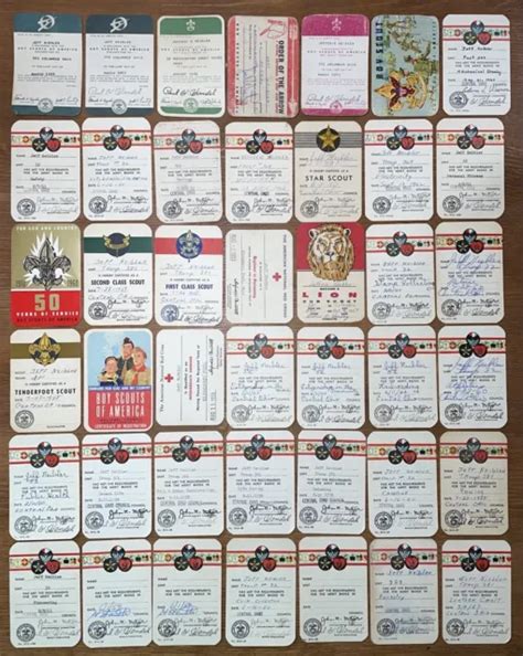 Vintage 1950s 1960 Lot 42 Boy Scout Membership Rank Merit Badge Cards £