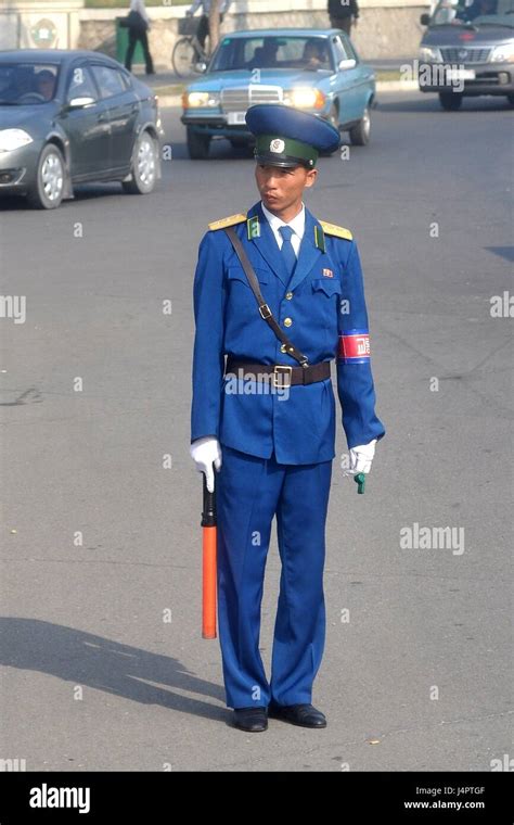 Traffic Policeman In Pyongyang North Korea Stock Photo Alamy