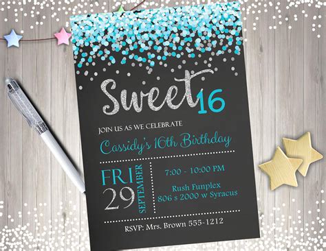 Sweet 16 Invitation Template Free