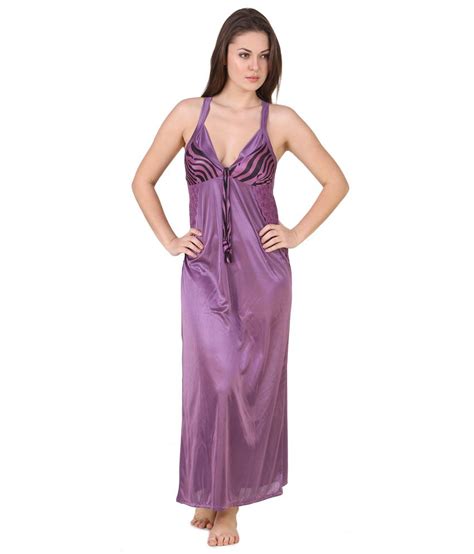 Buy Masha Purple Satin Robe Pack Of 2 Online At Best Prices In India Snapdeal