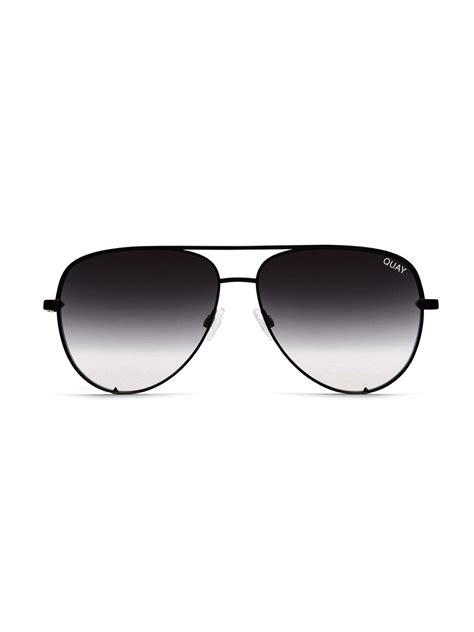 Quay Australia High Key Mini 57mm Aviator Sunglasses In Black Fade Fashionpass