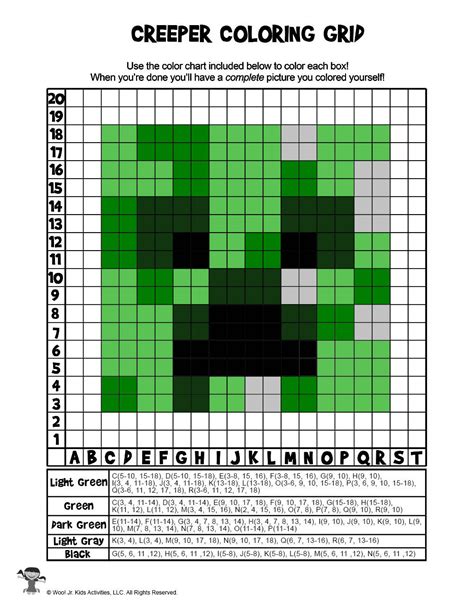 Creeper Pixel Coloring Page Answer Key Woo Jr Kids Activities In