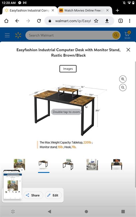 Easyfashion Industrial Computer Desk With Monitor Stand Rustic Brown