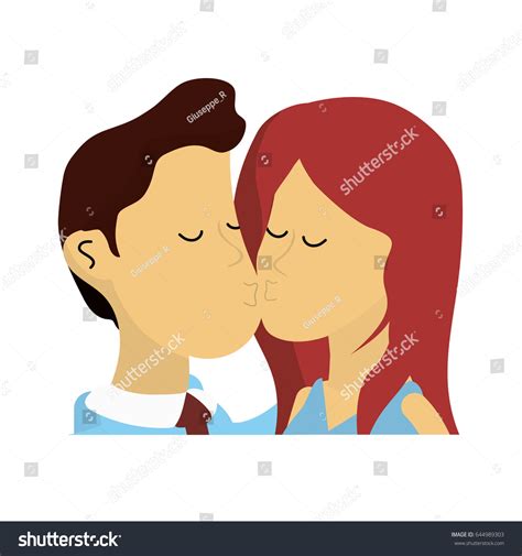 cute couple kissing romantic scene vector de stock libre de regalías 644989303 shutterstock