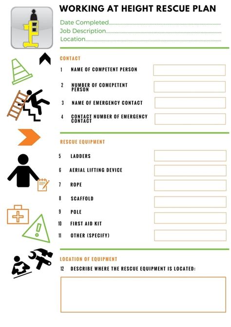 Work At Height Rescue Plan Template