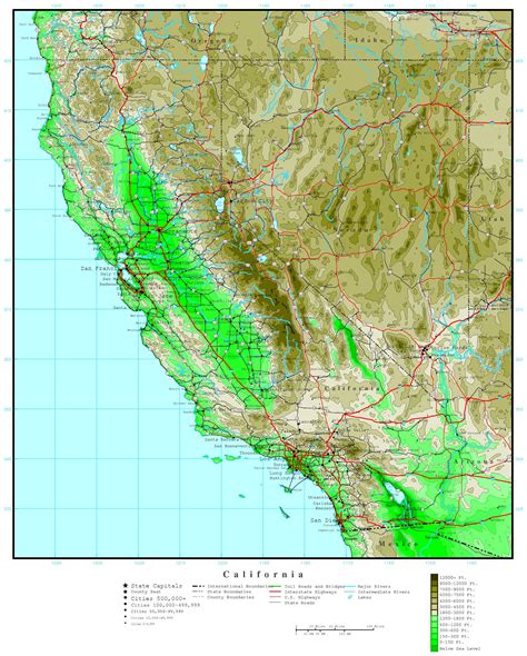 California Map Elevation