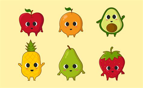 Lindo Personaje De Dibujos Animados De Frutas 12955590 Vector En Vecteezy