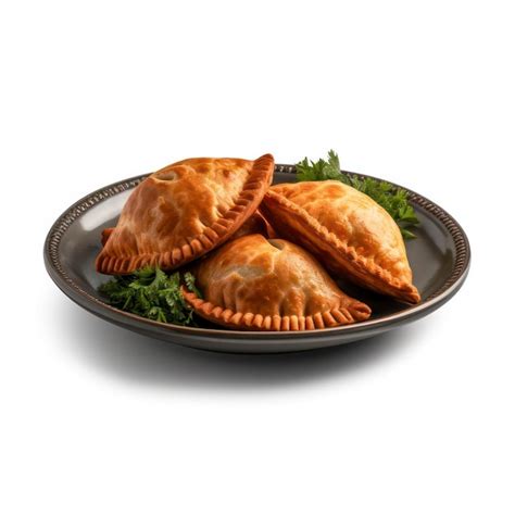 Premium Ai Image A Plate Of Empanadas On White Background For Food