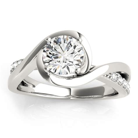 Diamond Bypass Engagement Ring Setting 14k White Gold 013ct Allurez