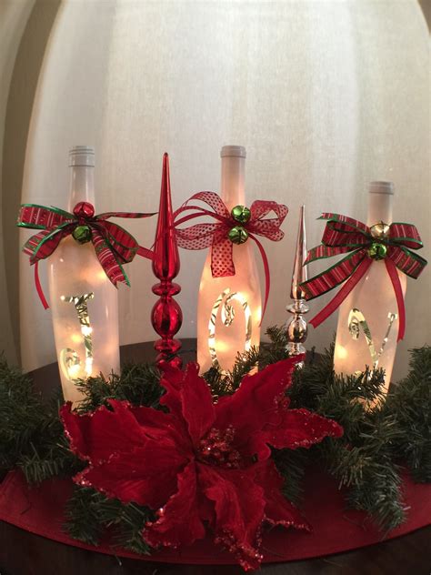Joy Wine Bottles Lighted Wine Bottle Crafts Christmas Christmas Wine