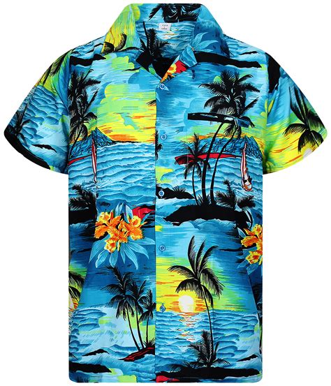 King Kameha Funky Hawaiihemd Herren XS XL Kurzarm Front Tasche Hawaii Print