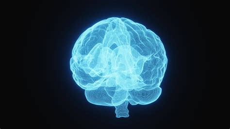 Seamless Looping Glowing X Ray Image Of Human Brain Motion Rotating 360