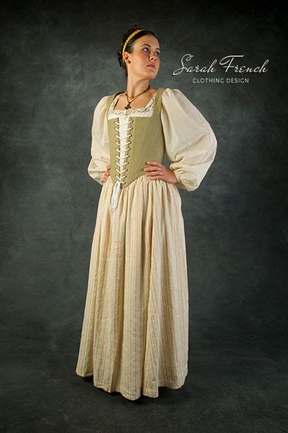 Middle Class Bodice And Striped Skirt Renaissance Class Dress Fashion 18th Century