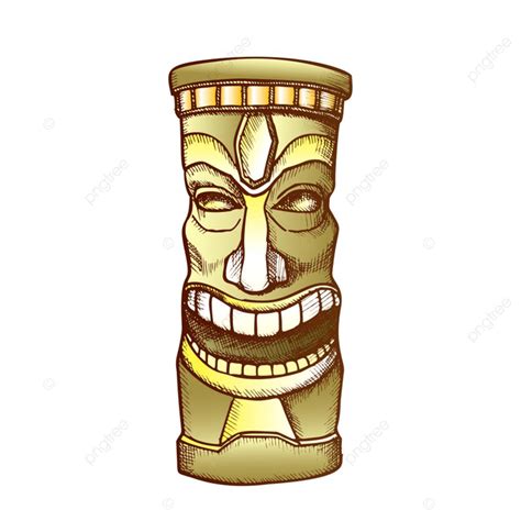 Tiki Totem Vector Art Png Tiki Idol Carved Wooden Laughing Totem Ink