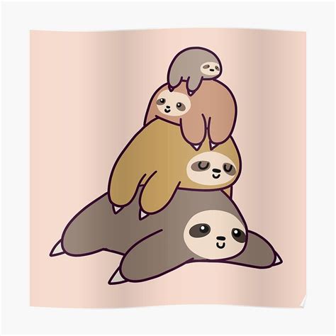 Sloth Stack Sticker By Saradaboru Sloth Kawaii Art Sticker Design