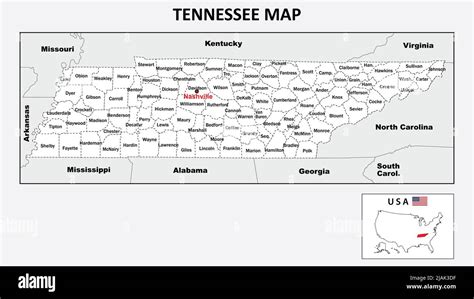 Tennessee Map Political Map Of Tennessee With Boundaries In White
