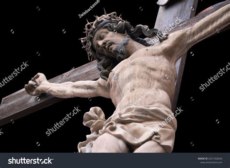 Fragment Ancient Statue Crucifixion Jesus Christ Stock Photo 2021358266