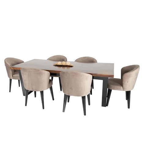 L U Base Dining Table With L Raux Dining Chairs Singhe Furniture