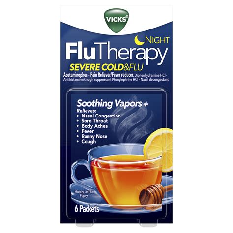 Vicks Flutherapy Cold And Flu Medicine Night Hot Drink 6 Ct